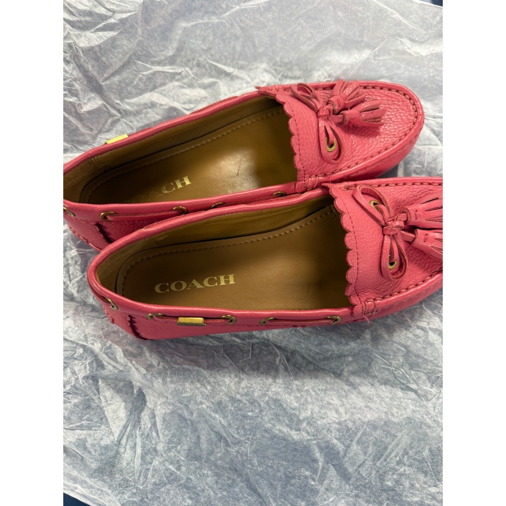 Coach Leather Pink Tassel Loafers Size 8 B Flats